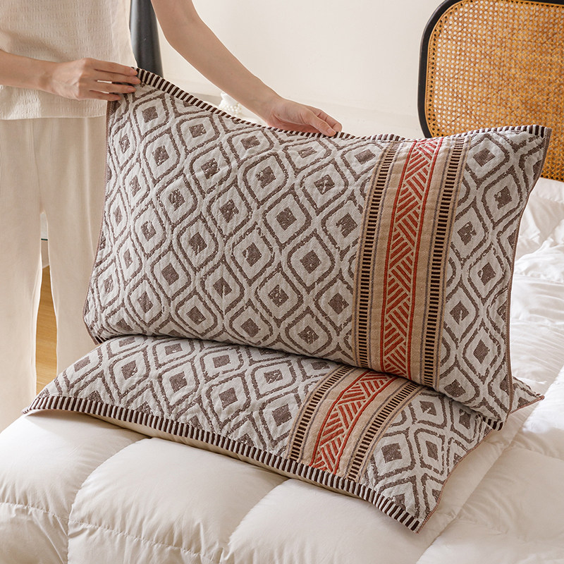 全棉纱布枕巾一对装枕头巾高档欧式纯棉情侣单人巾提花盖巾防头油