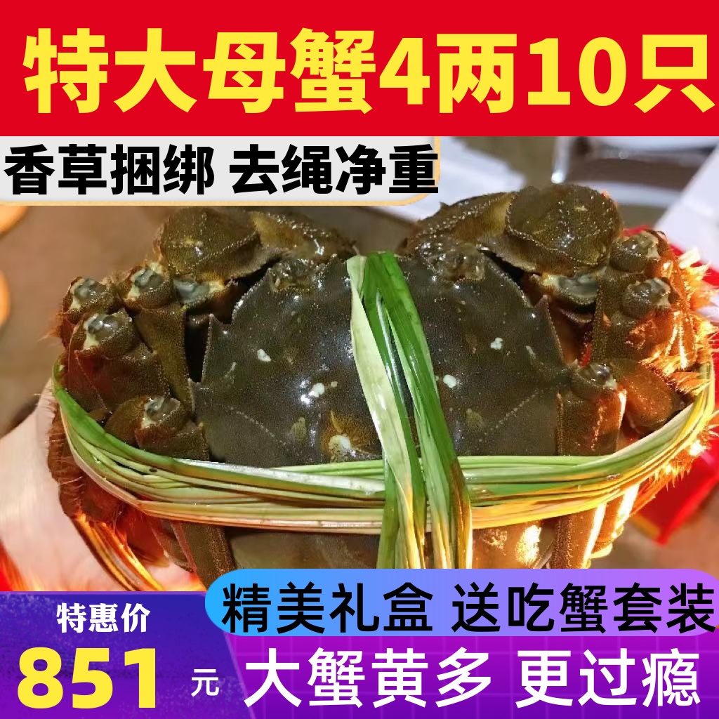 固城湖南京10只礼盒装大闸蟹现货
