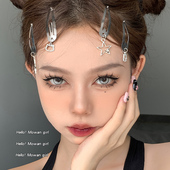 甜酷风金属星星吊坠bb夹发夹y2k千禧辣妹刘海夹前额碎发发卡夹子