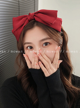 韩国红色大蝴蝶结发箍百搭外出头箍森系超仙女发夹发卡发饰品头饰