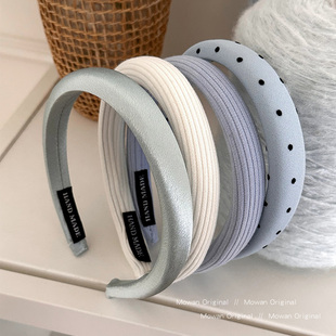 蓝色系波点格纹发箍女款高级感洋气时尚头箍头饰洗脸压发卡发饰品