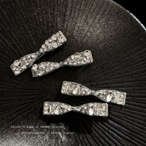 银色水钻蝴蝶结侧边发夹