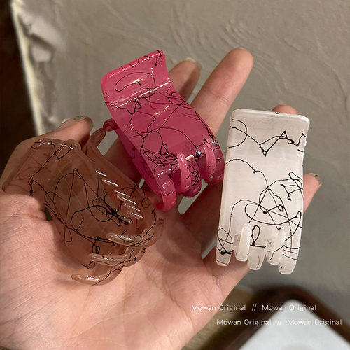 简约大理石条纹半扎发夹