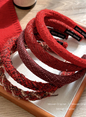 新年红色发箍女款高颅顶洋气时尚高级感压发头箍过年日常外戴发饰