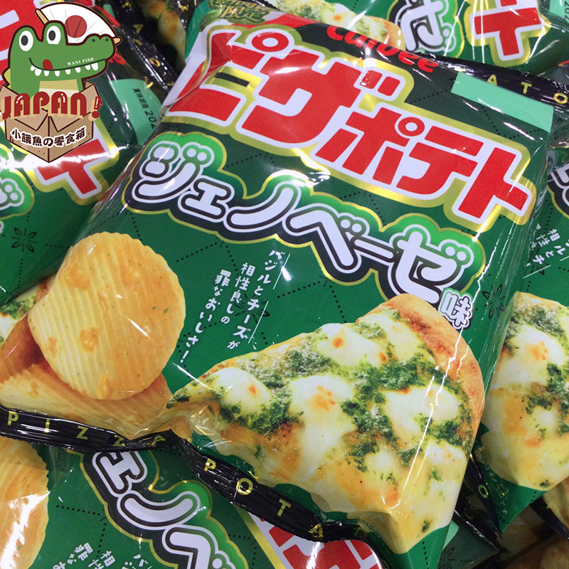日本零食 卡乐比Calbee  披萨薯条热那贝果味罗勒奶酪味薯片57g图片