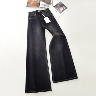 女26春秋厚款 时髦微阔轻奢高腰显示直筒牛仔裤 黄昏复古调 家