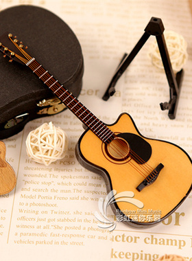 可刻字木质缺角马丁民谣吉他模型乐器摆件送老师男女朋友毕业礼物