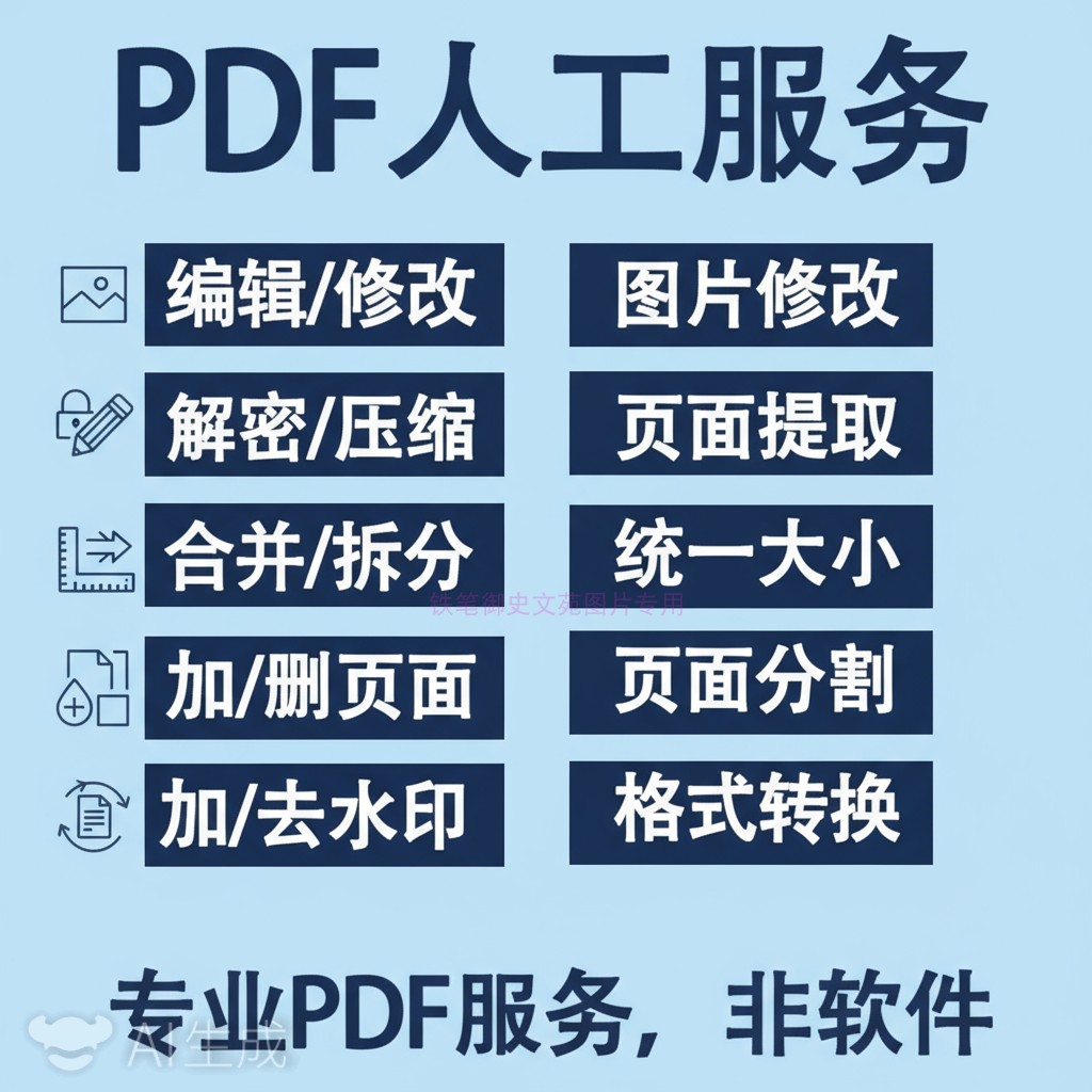 PDF编辑修改解锁解密数字签名处理合并拆分加删页面分割Pdf人工