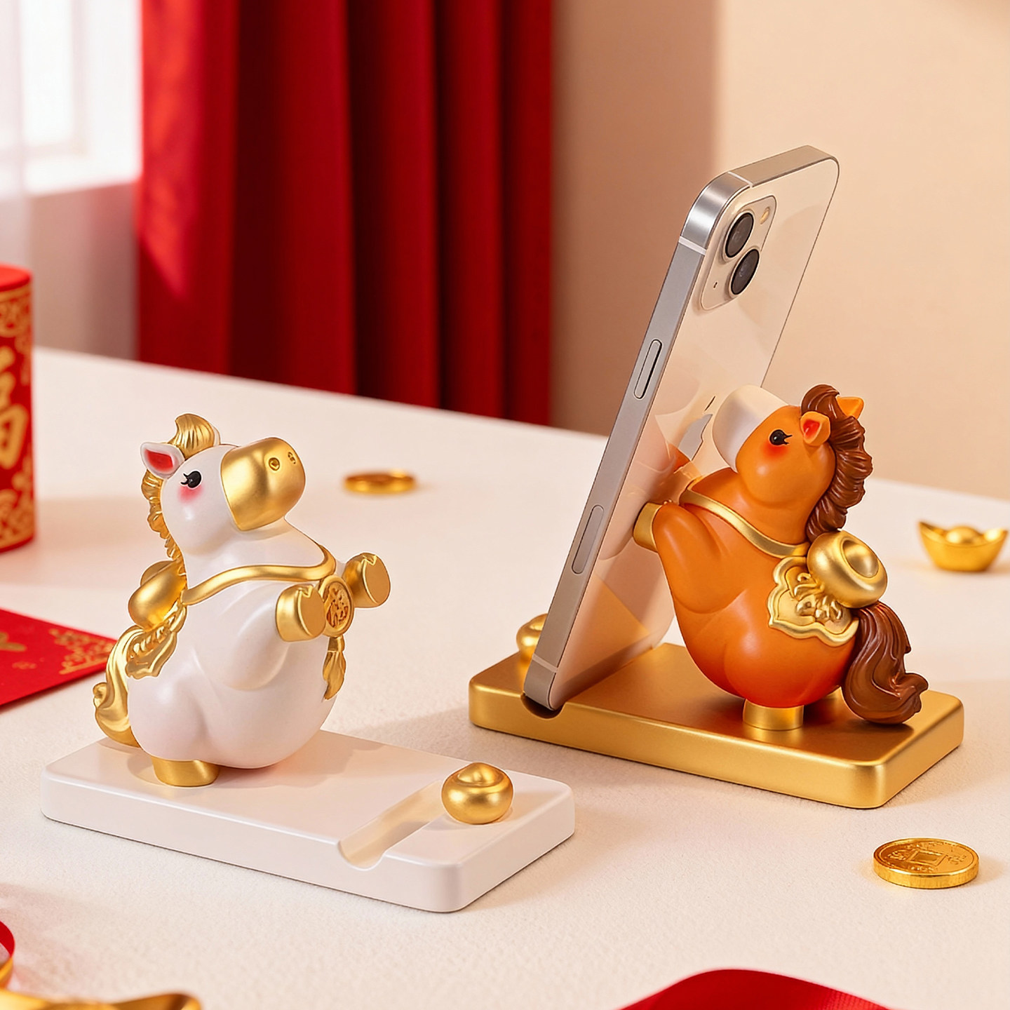 马年吉祥物手机支架文创马上有钱摆件公仔新年礼物创意年会小礼品