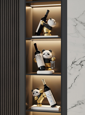熊猫红酒架轻奢高档酒柜摆件客厅电视电餐边柜家居装饰品乔迁礼品