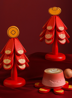 一颗发财树隔热垫餐桌面摆件轻奢