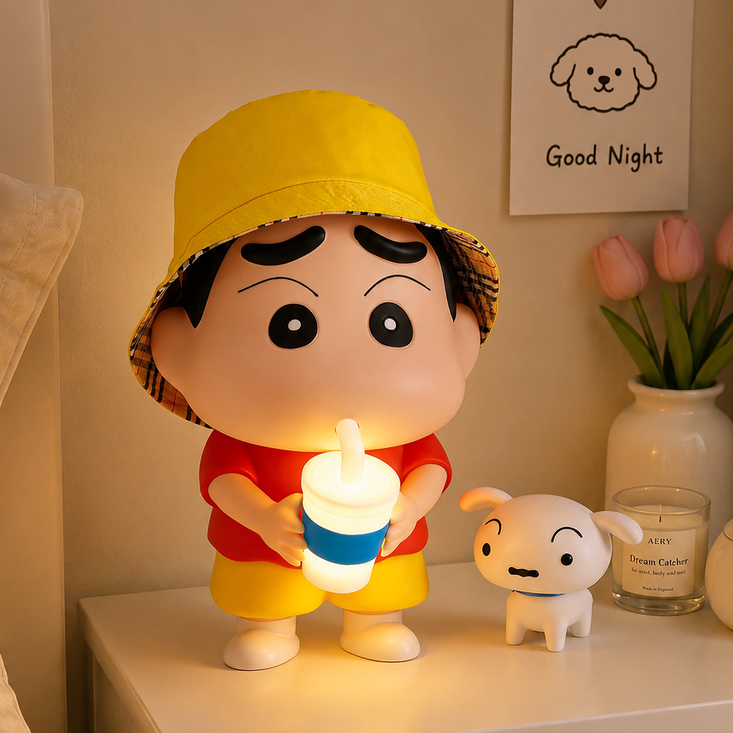 蜡笔小新拍拍灯大号手办夜灯生日礼物女生卧室台灯摆件床头灯可爱