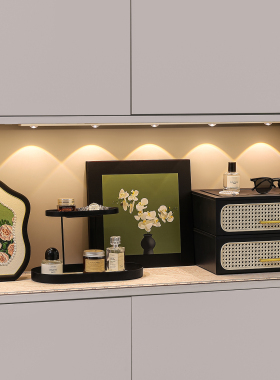 中古风玄关装饰摆件放钥匙收纳进门口法式复古鞋柜软装新中式摆画