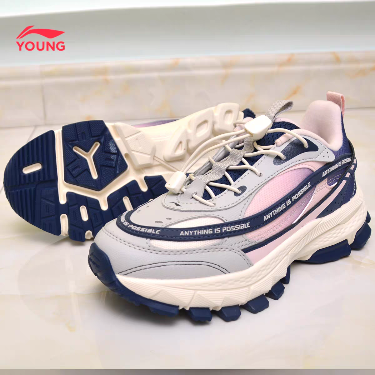 李宁童鞋2025秋冬款男童中大童舒适休闲鞋女孩防滑革面加绒运动鞋