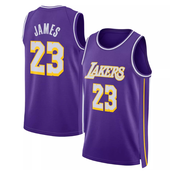 美版湖人队23号勒布朗詹姆斯James球衣篮球服套装城市版热压定制