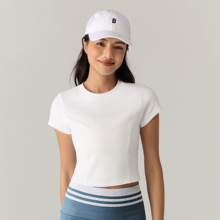 PARFOISTENNIS运动短袖罗纹T恤女圆领修身瑜伽服健身网球上衣