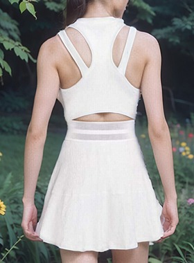 PARFOISTENNIS温网同款网球裙速干运动连衣裙提花圆领美背镂空