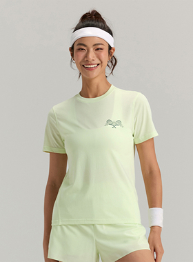 PARFOIS TENNIS女夏季T恤薄款运动短袖针织休闲网球印花上衣百搭