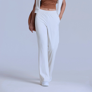 PARFOIS高腰微喇运动裤 深蓝色 女百搭休闲提臀健身针织长裤