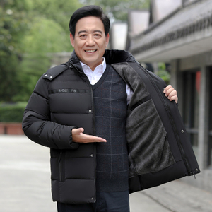 冬季外套中老年男装爸爸棉衣加绒加厚羽绒棉棉衣保暖中年男士棉袄