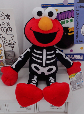 外贸芝麻街ELMO艾莫公仔毛绒玩具万圣节限定软萌卡通公仔玩偶骷髅