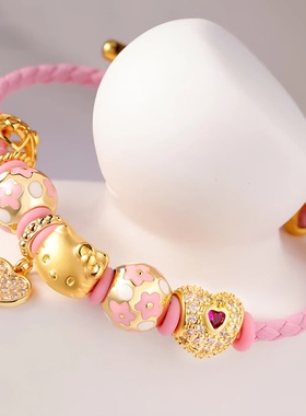 helloKitty凯蒂猫足手链转运珠金包银本命年红绳纪念日送女友礼物
