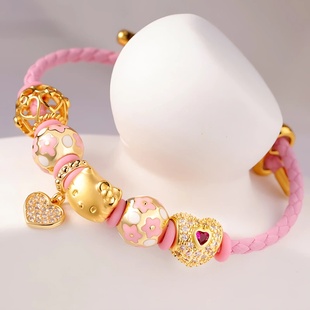 helloKitty凯蒂猫足手链转运珠金包银本命年红绳纪念日送女友礼物