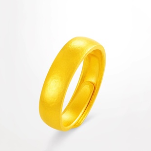 古法宽面金包银戒指活口古法实心素圈可调节指环男女婚戒送礼物