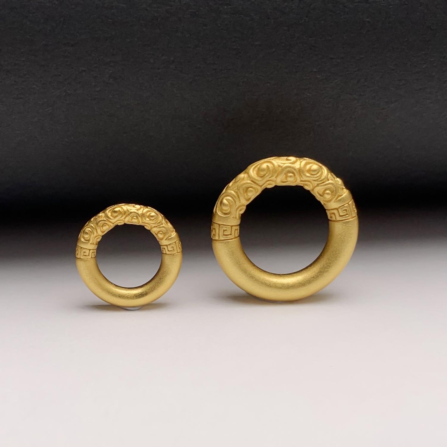 古法工艺金包银色文玩定海神针金箍圈棒圆环卡环吊坠平安扣送女友