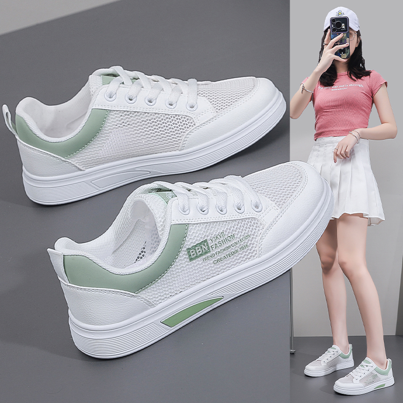 小白鞋女2025新款爆款夏季网面透气轻便时尚薄款运动休闲平底板鞋