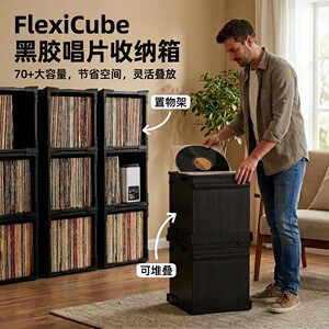 黑胶唱片收纳箱LP收纳盒可折叠整理箱专辑展示架唱片柜存储收藏盒