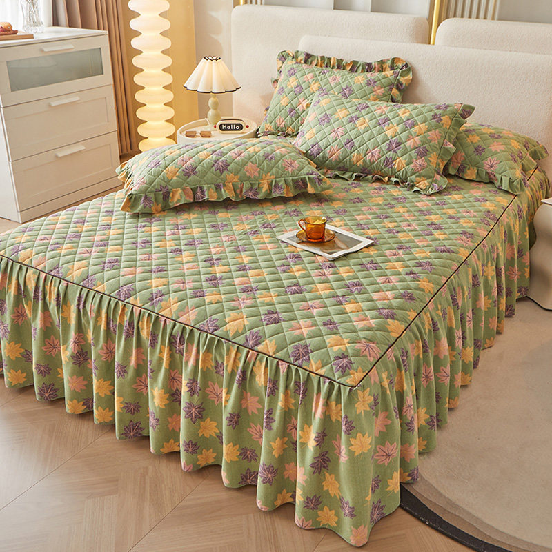 A类田园风碎花夹棉床裙床罩单件床围裙三件套保护罩四季通用防滑,床上用品,床裙,淘宝优惠券,粉丝福利购,淘宝优惠卷