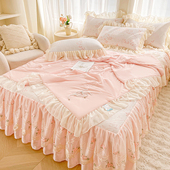 夏季 a类冰丝豆豆凉席夏凉被四件套床裙款 花边公主风夏被空调被子