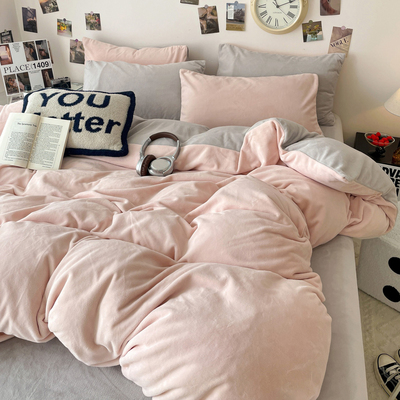 秋冬纯色双拼牛奶绒被套单件加厚保暖双面珊瑚法莱绒180x220x240