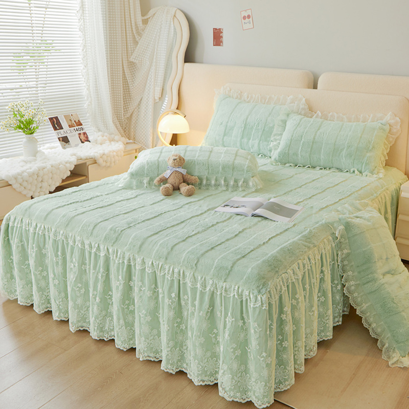 冬季兔毛绒牛奶绒床裙单件加厚床单三件套高级感双层纱床罩公主风,床上用品,床裙,淘宝优惠券,粉丝福利购,淘宝优惠卷