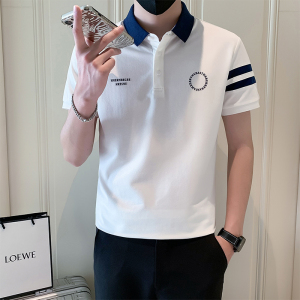 B338-T814-P48 夏季男士休闲翻领短袖T恤小伙风简约痞帅polo衫男图片