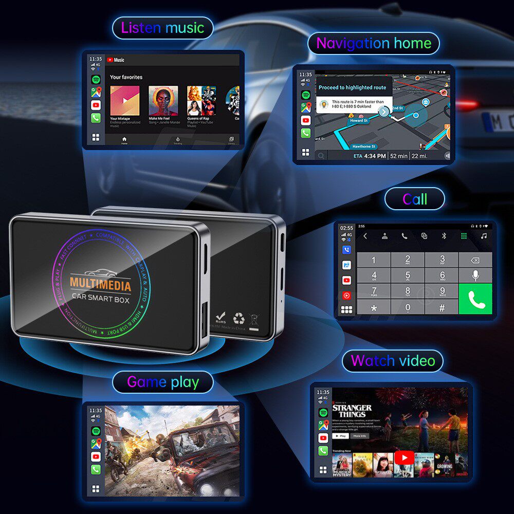 carplay无线车载视频转接器双WIFI有线转无线carplay转HDMI