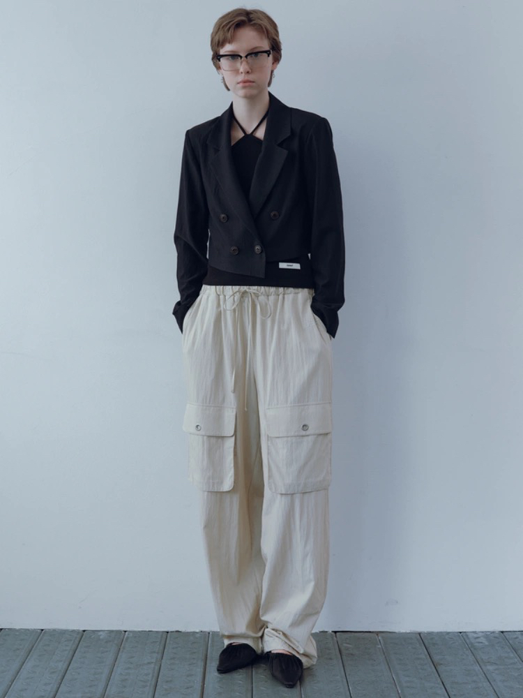 DEINET韩系工装风简约日常休闲长裤设计感百搭显瘦一裤两穿春款