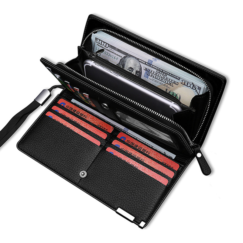 全城爱男士钱包男长款拉链钱夹青年多卡位手包男商务手机包卡包潮