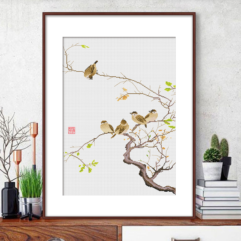 手工自己绣卧室十字绣简约现代