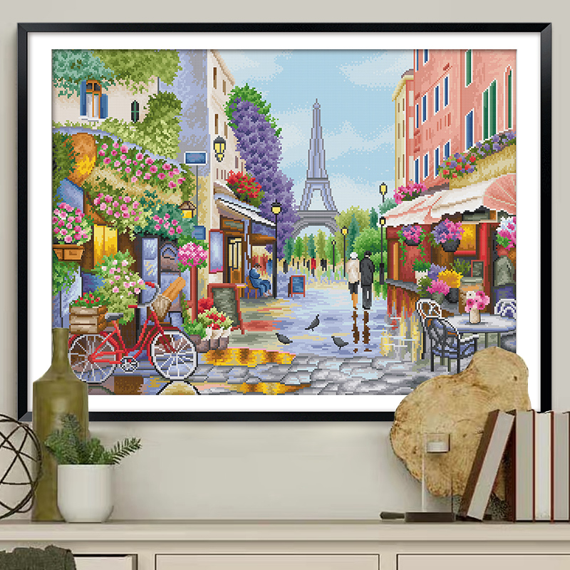 十字绣2024新款线绣巴黎街道客厅卧室欧式风景餐厅满绣手工自己绣