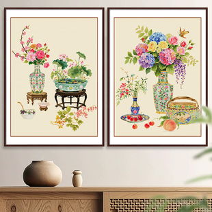 春天十字绣2025新款 玄关岁朝清供花瓶闲庭花韵中国风手工DIY 竖版