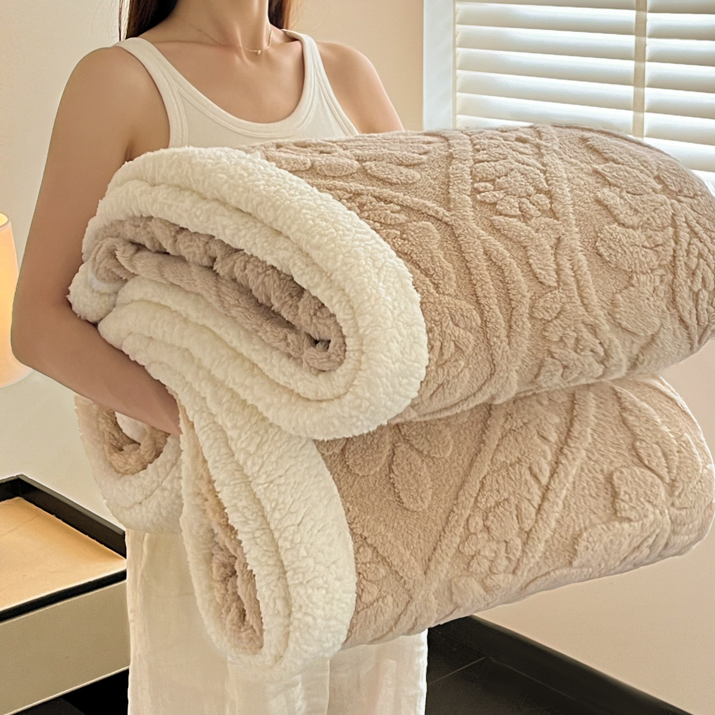 冬季纯色提花塔芙绒羊羔绒毛毯冬季加厚保暖防静电牛奶绒毯子盖毯,床上用品,休闲毯/毛毯/绒毯,淘宝优惠券,粉丝福利购,淘宝优惠卷
