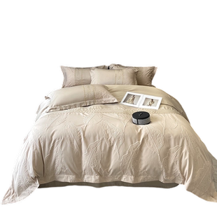 夏天冰丝绣花四件套2024新款夏季高档轻奢床笠高级感单人床上用品