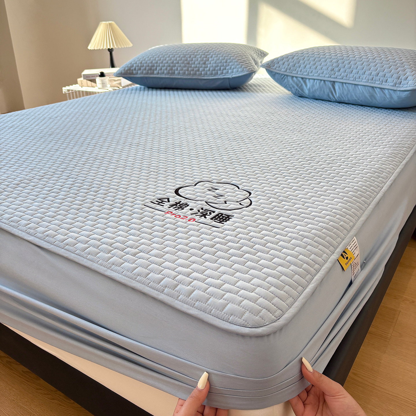 A类母婴级纯棉夹棉床笠单件100全棉床垫保护套床罩三件套135&times;200