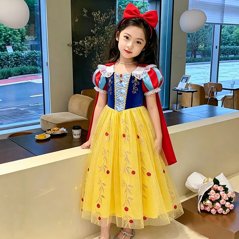 女童白雪公主裙刺绣礼服走秀裙子图片