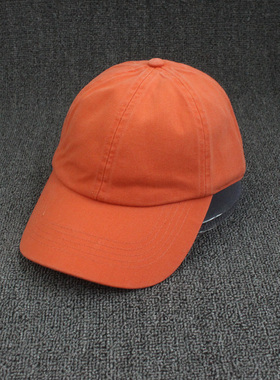春夏好货纯色男女鸭舌帽子纯棉春秋季软顶亮色活力橙色棒球帽显白