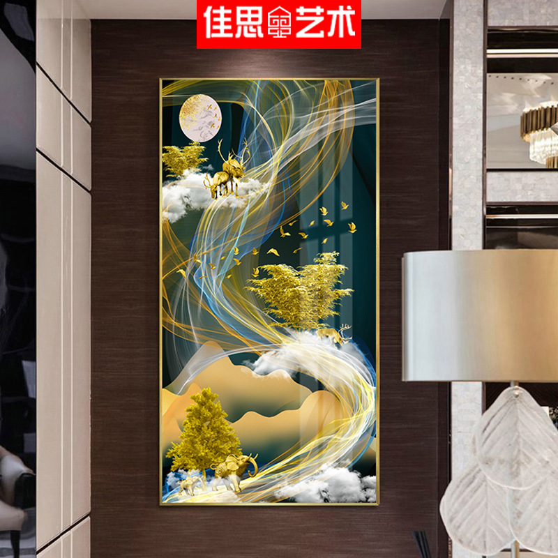 现代轻奢客厅装饰画 抽象麋鹿走廊过道玄关画创意动物大幅挂画图片