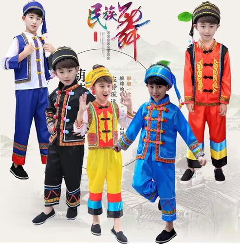 儿童拉祜族服56个民族运动会班服装男童拉祜族景颇族表演傈僳族服