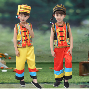 傣族小男孩服装幼儿园六一苗族壮族侗族黎族学生云南少数民族佤族